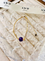 Amethyst Half Cuban Half Paperclip Chain Bracelet
