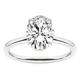 Valorie - Oval Cut Lab Grown Diamond Hidden Halo on Plain Band Engagement Ring