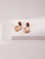 Tiger's Eye Dangle Drop Earrings with Mini Pearl
