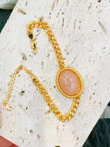 Rose Quartz Cuban Curb Link Bracelet