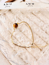 Tiger's Eye Half Cuban Half Paperclip Chain Bracelet