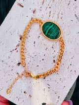 Malachite Cuban Curb Link Bracelet