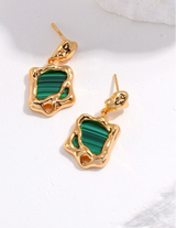 Malachite Irregular Drop Earrings