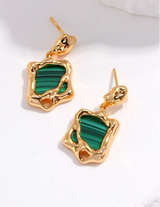 Malachite Irregular Drop Earrings