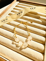 Clear Quartz 5 Stone Paperclip Chain Bracelet