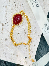 Carnelian Cuban Curb Link Bracelet