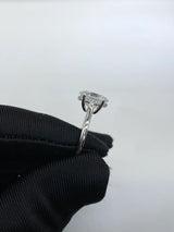 Venessa - Oval Cut Lab Grown Diamond Hidden Halo on Plain Band Cathedral Low Setting Engagement Ring