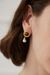 Tiger's Eye Pearl Drop Earrings