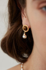 Tiger's Eye Pearl Drop Earrings