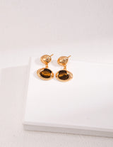 Tiger's Eye Bead-Embellished Drop Earrings