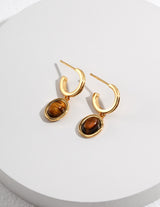 Tiger's Eye Hoop Drop Earrings