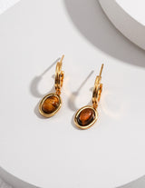 Tiger's Eye Hoop Drop Earrings