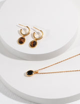 Tiger's Eye Hoop Drop Earrings
