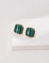 Malachite Square Stud Earrings