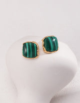 Malachite Square Stud Earrings