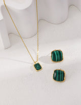 Malachite Square Stud Earrings