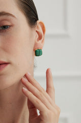 Malachite Square Stud Earrings