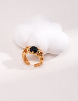 Black Onyx Ornate Open Ring
