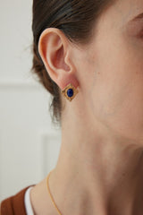 Lapis Lazuli Rhombus Stud Earrings