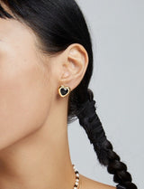 Black Onyx Heart Stud Earrings