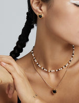 Black Onyx Heart Stud Earrings