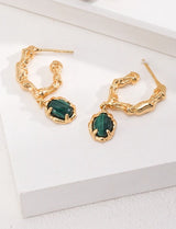 Malachite Abstract Drop Earrings