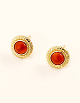 Carnelian Round Vintage Inspired Stud Earrings