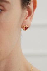 Carnelian Round Vintage Inspired Stud Earrings