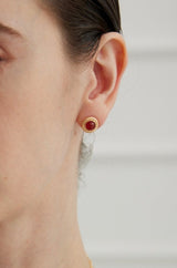 Carnelian Round Vintage Inspired Stud Earrings