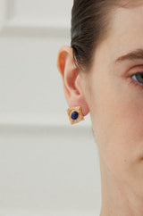 Carnelian Rhombus Stud Earrings