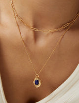 Lapis Lazuli Oval Pendant Necklace