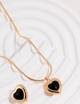 Black Onyx Heart Pendant Necklace