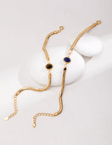 Tiger's Eye on Herringbone Chain Bracelet