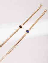 Lapis Lazuli on Herringbone Chain Bracelet