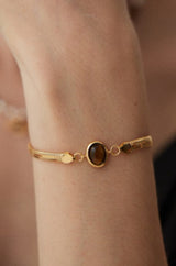 Tiger's Eye on Herringbone Chain Bracelet