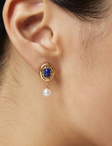 Lapis Lazuli Drop Earrings with Pearl