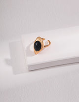 Black Onyx Rhombus Open Ring