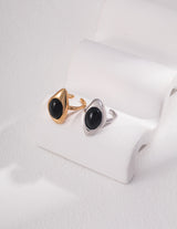 Black Onyx Rhombus Open Ring