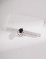 Black Onyx Rhombus Open Ring