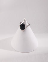 Black Onyx Rhombus Open Ring