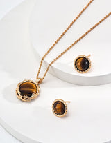 Tiger's Eye Round Vintage Stud Earrings