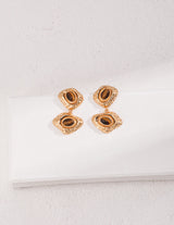 Tiger's Eye Duet Dangle Drop Earrings