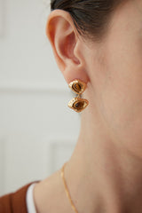 Tiger's Eye Duet Dangle Drop Earrings