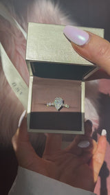 Pear Petal Prongs on Pear Side Stone Band Moissanite Engagement Ring