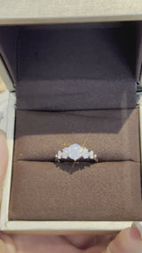 Round with Side Stone Moissanite Engagement Ring