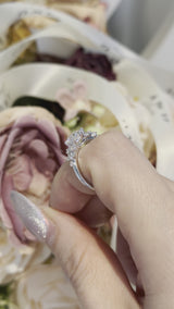 Round with Side Stone Moissanite Engagement Ring