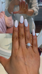 Camelia - Round Hidden Pave Basket on Pave Band Moissanite Engagement Ring