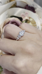 Round with Side Stone Moissanite Engagement Ring