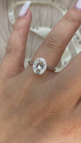 Venessa - Oval Hidden Halo on Plain Band Cathedral Low Set Moissanite Engagement Ring