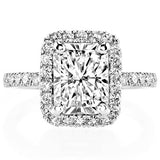 Radiant Halo on Pave Band Moissanite Engagement Ring